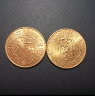 Koin Untuk Kerokan 2 Setengah Sen 2.5 cent 25 Cent Benggol Besar Nederland Indie Belanda 1945 Coppe