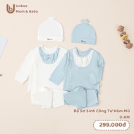 Unbee wave-buttoned newborn clothes set made of antibacterial Modal material, size 0-6M
