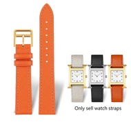Watch Band For Hermes H Genuine Leather Watch Band HOUR Series Square Dial Thin Orange Cowhide Watch