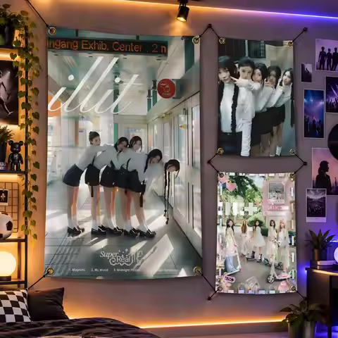 Kpop ILLIT GLLIT Girl Group Fan Flags Personalized Flag Room Dorm Camping Picnic Garage Bar Indoor O