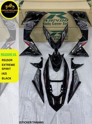 (STICKER TANAM/AIRBRUSH) RAPIDO COVER SET HONDA RS150 RS150R V1/V2/V3 EXTREME SPIRIT (42) BLACK