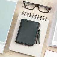 L型拉鍊短夾 / 零錢包 / 皮夾 -- 森林綠