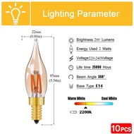 10PCS LED Edison หลอดไฟ0.5W 2W Vintage LED Filament หลอดไฟ C22 E14ประหยัดพลังงานตกแต่งหลอดไฟโคมระย้า