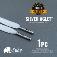PREMIUM AGLET Metal Tip SILVER Color Shoelace End Aglets Hoodie Jacket Jumper Joger Boxer | SUAY Ind