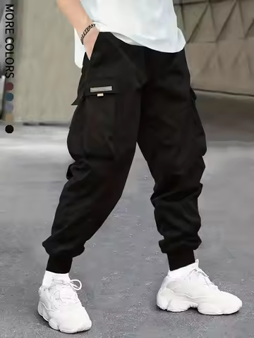Men's Cargo Pants, Casual, Sporty, Outdoor, Large Pockets, Lightweight, Legging, Cropped Slacks 06B