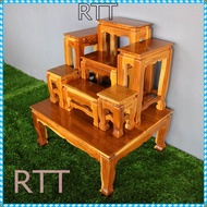 RTT โต๊ะหมู่บูชาพระ (ไม้สักทอง) หมู่ 7 หน้า 5 (60*50*สูง70 ซม.) สีใส รวมฐาน งานไม้สักทั้งชุด set of