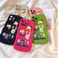 Suitable for IPhone 11 12 Pro Max X XR XS Max SE 7 Plus 8 Plus IPhone 13 Pro Max IPhone 14 15 Pro Max Phone Case Wave Brim Soft Happy Day Nice Cute Animal Accessories