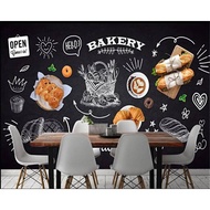 Custom wallpaper blackboard hand-painted bakery shop bakery cake shop background wall HD decoration 