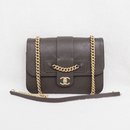 CHANEL 深灰色鏈條郵差包