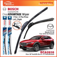 Mazda CX30 Car Front Windshield Wiper Size 26 & 16 Inch (1 Pair) Bosch Clear Advantage Wiper BCA2616
