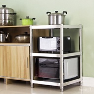 ‍🚢Stainless Steel Kitchen Storage Rack Household Floor3Layer Organizing Pot Rack Microwave Oven Rack Oven Rack Treasure