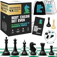Best Chess Set Ever - New Modern Style Pieces - Chess Board Set with XL 4X Quadruple Weighted Pieces