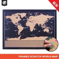 Frambie Framed Scratch World Map | A1 Scratchable Travel World Map With Black Frame