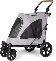 4 Heavy Duty Wheels Pet Stroller Large Cat Dog Strolling Cart with Removable Liner Easy Fold Multi-d