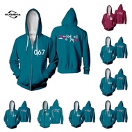 New 3D Printed Squid Game Men Women Hoodies 456 218 Fashion Casual Sweatshirts Streetwear Zip Pullov