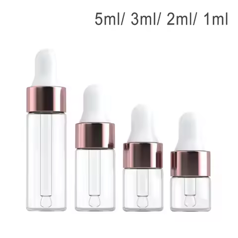 50/100Pack 1/2/3/5ML Glass Dropper Bottle Glass Tincture Bottles with Eye Droppers for Essential Oil