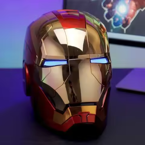 Hot New MK5 Iron Man Helmet LED Eyes 1/1 Cosplay Voice Control Avengers Metal Mask Electric Voice Co