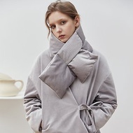 超新約全書 銀灰色 太空感錯感絲絨羽絨服 設計可拆卸圍巾短外套