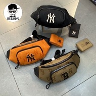 MLB NY暗紋復古老花NY單肩斜挎包字母B子母胸包腰包男女同款