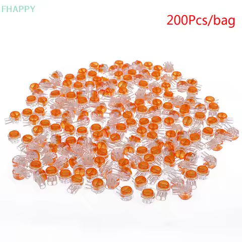 200Pcs Plastic K1 2 Ports Gel Splice UY Wire Connector Clear Orange