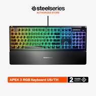 SteelSeries Apex 3 RGB Gaming Keyboard คีบอร์ดเกมมิ่ง ไฟ RGB พร้อมแท่นวางข้อมือ เสียงกดเงียบ ปุ่ม US