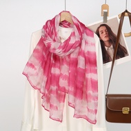 Tudung Printed Watercolor Hijab Soft Cotton Voile Long Shawl Wide Head Scarf Muslim Women