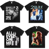 2PAC Tupak Rap Rapper American Crew Neck Cotton Loose Rock West Coast Trend Men's Summer Casual Spor