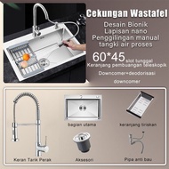 Royalstar Kitchen Sink Bar Set Lengkap Black/Wastafel Stainless Steel Hitam 304 Dengan Kran Angsa F