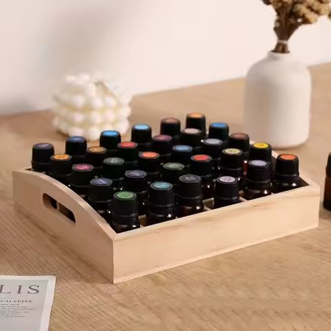 30-Cell Essential Oil Storage Box Pine Storage Box High-End Small Wooden Box Portable Essential Oil 