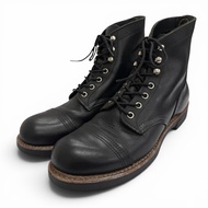 狀況極佳 △ RED RED WING 2012 年 8114 Iron Ranger 繫帶皮短靴，黑色，尺寸 25.5cm，美國製造，男款。