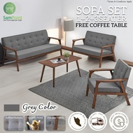 š„Sofa Terkini Baru bagi meja FREE COFFEE TABLEš„SamPoint Furniture Modern Sofa Set / Solid Wood Sofa