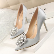 【size34-43】Heels rhinestone wedding shoes women's shoes