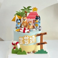 Cartoon Cartoon Puppy Pluy Cake Decoration Ornaments bluey House Coconut Tree Children Birthday Baki