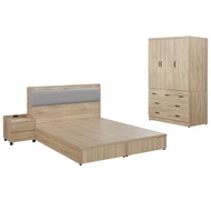[特價]IHouse-沐森 房間4件組(床頭+床底+衣櫃+邊櫃)雙大6尺梧桐