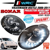 Sonar Volkswagen Beetle 2006 - 2011 Projector Headlamp With Led ( Clear + Black )