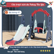 Cầu trượt xích đu cho bé PAKEY hình Tên Lửa TẶNG KÈM Bộ bóng rổ sẵn 2 màu