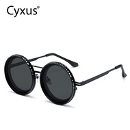 Cyxus แว่นกันแดดปรับได้สำหรับผู้ชายสไตล์วินเทจกรอบทรงกลมแว่นกันแดดโพลาไรซ์ P1299