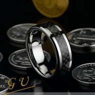 【GU】W03 生日禮物鋼戒男戒女戒白金尾戒對戒  非鈦鋼 GresUnic Agloce 碳纖烏玄戒指