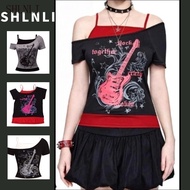 Short Sleeve Gothic Print T-Shirt Outfit - Spring/Summer