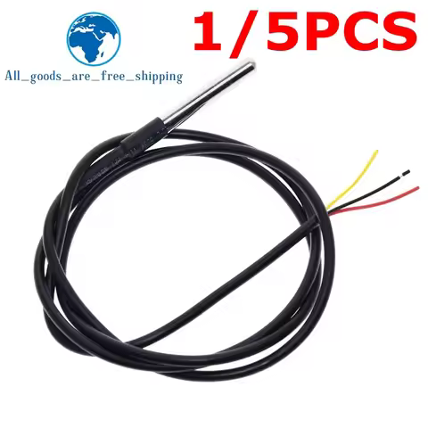 TZT 1/5PCS Stainless Steel Waterproof DS18b20 DS1820 1/2/3 Thread Temperature Probe Temperature Sens