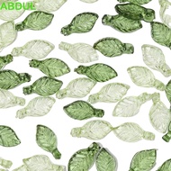 ABDUL Green Transparent Leaf Shape Beads, Leaf Shape Transparent Green Acrylic Leaf Beads, Handmade 