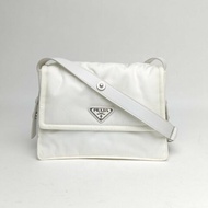 PRADA Re-NylonCINI郵差包小號白色尼龍肩背包