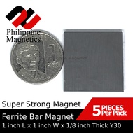 5 Pcs 1 Inch x 1 Inch x 1/8 Inch Y30 ( 25.4MM X 25.4MM X 3.175MM Y30H ) Ceramic Ferrite Bar Magnet