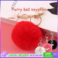 Fluffy ball keychain 8CM pom pom keychain plush pendant Faux Rabbit Fur Keychain Women Bag Pendant