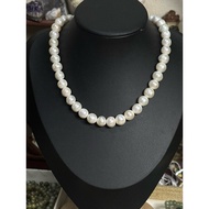 (P07) Natural Pearl Necklace 36cm White Round Bund 8.9mm to 9.6mm 天然珍珠项链白色