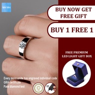 Engagement Ring For Men Real Moissanite 1ct Diamond S925 Silver Ring GRA Certificate /Cincin Lelaki