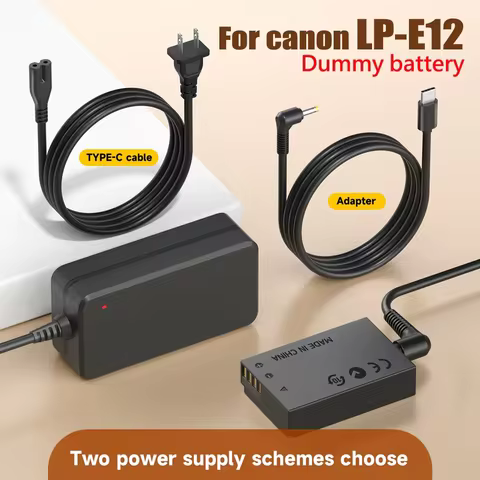 LP-E12 LP E12 LPE12 Dummy Battery DR-E12 DC Coupler USB Type-C/AC Power Adapter for Canon EOS M M2 M