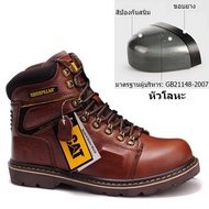 Caterpillar Men Leather Martin Boots Shock Resistant Steel Wear-resistant Shoes Safety Shoes
