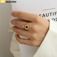 Cincin Titanium Bulat Hitam Anti Karat Dan Luntur / Cincin Bulat Angka Romawi  Hitam Terbaru 20223 / Cincin Wanita Anti Karat / Cincin Nikah Titanium Anti Luntur / Cincin Gold Anti Karat Dan Luntur