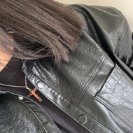 古董Vintage法國信仰黑橘琺瑯藝術聖母耶穌十字架項鍊N634